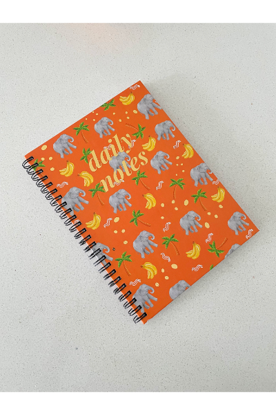 A5 Notebook -  Elephants and Bananas